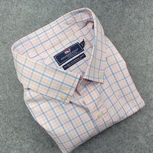 Vineyard Vines Murray Shirt Mens XL Button Down Gingham Check Pink Blue Cotton